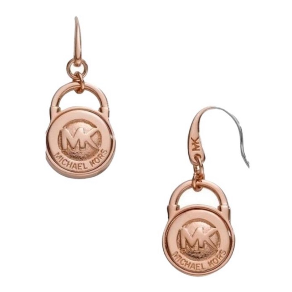 Brand New Michael Kors Rose Gold Pad Lock Earrings